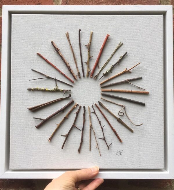 'Circle of Trees' Framed collage on canvas 34 x 34 x 5 cms £140.00
